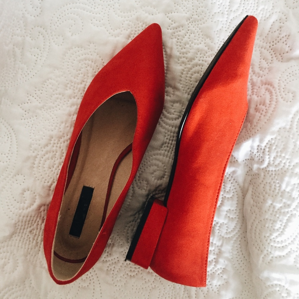 Red Pointed Toe Flats